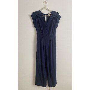 Monteau Navy Blue Cap Sleeve Jumpsuit With Pockets & Vented Back Size S